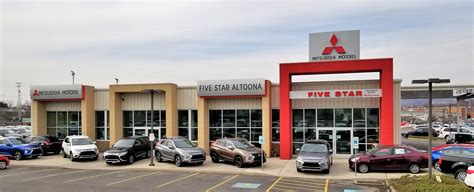 Five star mitsubishi altoona - 1200 Logan Blvd., Altoona, PA 16602; Service. Map. Contact. Five Star Mitsubishi - Altoona. Call 814-205-6750 Directions. Home New Vehicles Search Inventory Vehicles In Transit Schedule Test Drive Warranty Information Value Your Trade 2023 Mitsubishi Mirage 2023 Outlander PHEV